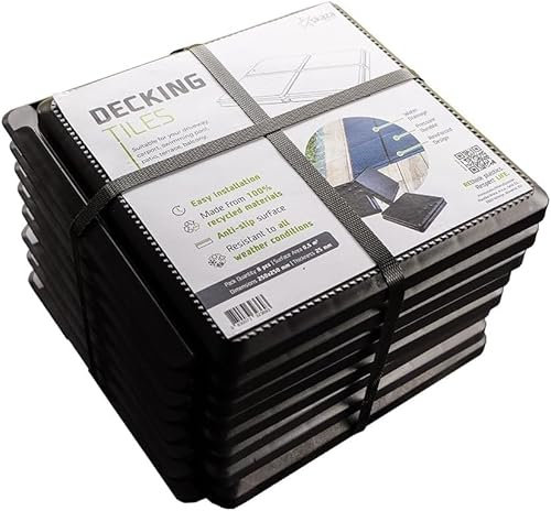 Skaza Caillebotis Extérieur Noir 25x25 cm – Lot de 8 Dalles Plastique pour Garage – Revêtement de Sol Modulable, Antidérapant & Recyclé, Capacité 1000 kg, 0,5 m²