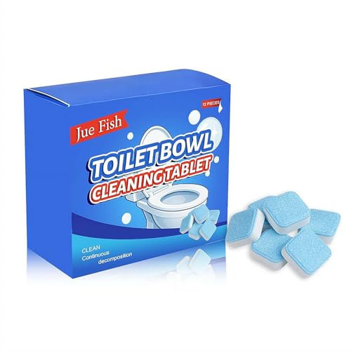 Confezione da 12 pastiglie per la pulizia del WC con bicarbonato di sodio – Detergente effervescente per WC per calcare, macchie di acqua dura e rimozione degli odori