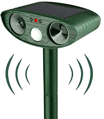 Repelente ultrasónico para gatos, repelente solar de topos para gatos, repelente solar impermeable para exteriores con sensor de movimiento para granja, jardín, patio, perros, gatos, pájaros, ardillas