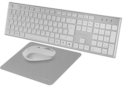 Tacens Zenith, Combo sans Fil 3en1 avec Technologie DualLink 2.4 GHz, Clavier Complet Pleine Taille avec SmartKey Copilot AI, Souris Optique 3200 DPI, Tapis en Nanotextile, Langue Italienne, Blanc