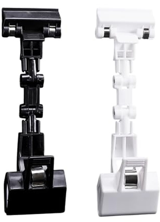 2 Pack Adjustable Document Holders for Typing, 360° Rotatable Flexible Paper Copy Holder Clips, Foldable Monitor Document Clamps for Computer, Laptop, Canvas, Office Work & Artists, Black & White