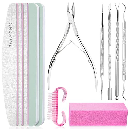 flintronic 12 Pezzi Lime per Unghie 100/180, Kit Lima per Unghie Professional, per la Cura Degli Unghie, per Uso Domestico e Salone