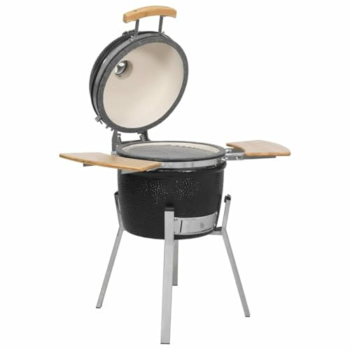 Affumicatore in ceramica da 76 cm per barbecue a carbonella con controllo di precisione della temperatura per grigliare e affumicare, perfetto per feste in giardino e cucinare all'aperto