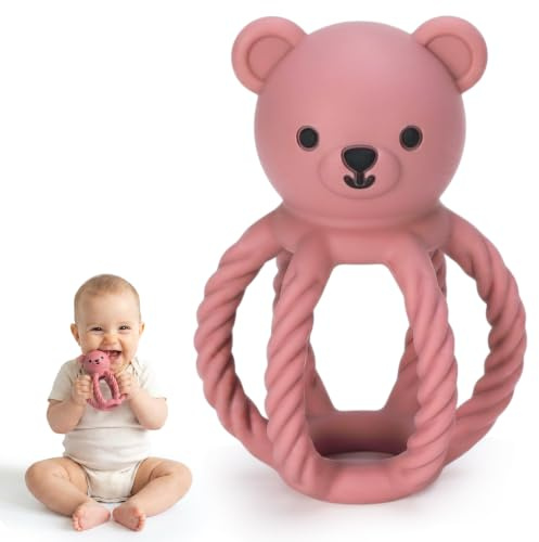 Joyvity Teething Toys for Baby, Silicone Baby Rattle Teether Sensory Teeting Toys for Babies 0 3 6 12 Months Months, BPA-Free, Baby Sensory Toys for Newborn Infant Gift
