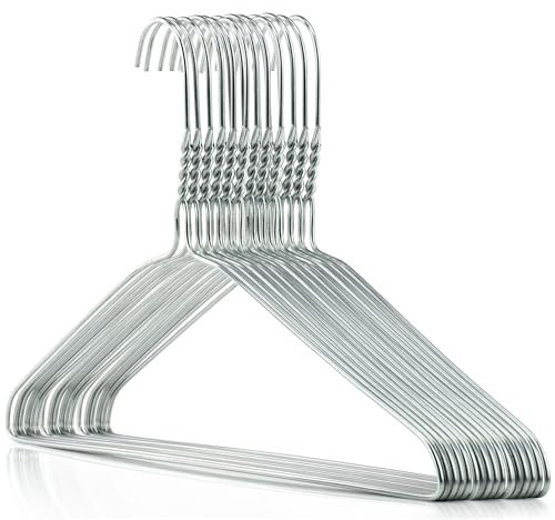 Hangerworld 20 Strong 41cm Metal 10 Gauge Silver Wire Remat Galvanized Clothes Garment Trouser Bar Hangers.