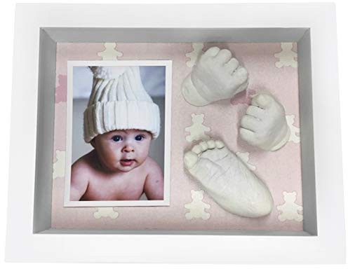 Kit De Marco Y Alginato Moldes Para Hacer La Huella Del Bebe En 3d, Regalos Para Niño Recien Nacido, Regalo Para Baby Shower, Un Recuerdo De Su Primer Año (OSOS ROSAS, 20x5x25 cm)