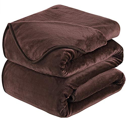 HOZY Plaid Couverture Polaire 230x270cm Chocolat Doux et Chaude - 350GSM Couverture de Lit 2 Personnes et Plaid Canapé Flanelle - Réversible Double Face