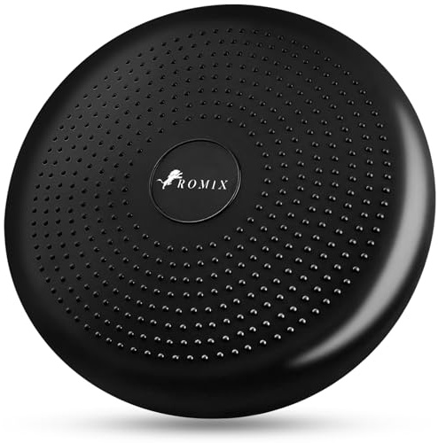 ROMIX Wobble Cushion, 34CM Inflatable Air Stability Cushion Balance Board with Pump, Non-slip Balance Disc Sitting Posture Trainer Wiggle Seat for Home Office Chair, Physio Therapy