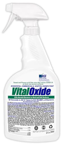 Vital Oxide Disinfectant, Deodorizer, Cleaner, Food-Contact Sanitizer, Virucide –(EPA registration #82972-1) – Kills Mold & Mildew, Eliminates Odors – 32 oz