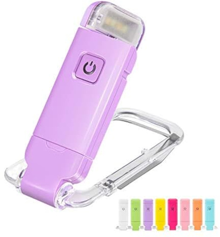 HONWELL Rechargeable Book Light, Clip On LED Reading Lights for Kids Reading in Bed, 3 Brightness Levels Dimmable Bookmark Light for Eye-Protection, Portable Reading Lamp for Bookworms, Travel(Violet)