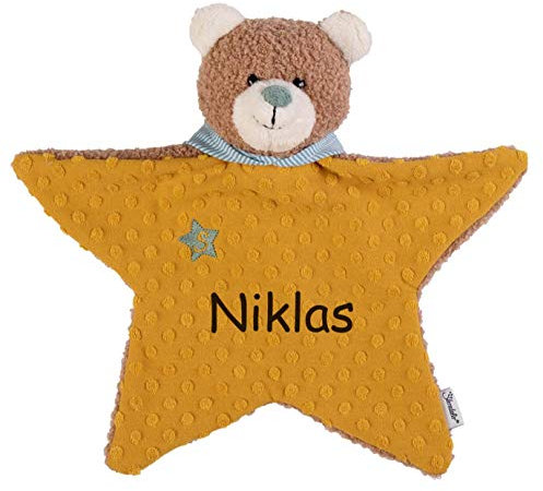 Sterntaler Kuscheltuch/Schmusetuch mit Namen Bestickt, Serie Bär Ben Stern, Schnuffeltuch für Baby & Kinder personalisiert