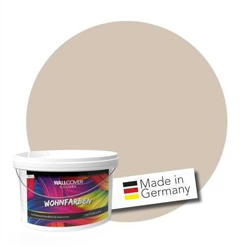 WALLCOVER hochwertige Wandfarbe für Innen | Beige Sand | 1L für 8m² | Hochdeckende Innenfarbe Matt (Klasse 1) | Profi Qualität aus Deutschland