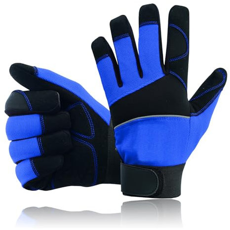 Safety Work Gloves Heavy duty Hand Protection Mechanic Gardening Builders Cut Multipurpose DIY Maintenance Adjustable Gloves (XXL, Blue)