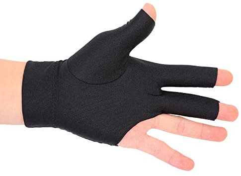 ZEACCT 2 Stück 3-Finger-Handschuhe Billard Snooker Queue Handschuhe lastische 3-Finger-Showhandschuhe für Billard Shooter Linke Hand Öffnen DREI Finger Spandex-Handschuh Geschenk