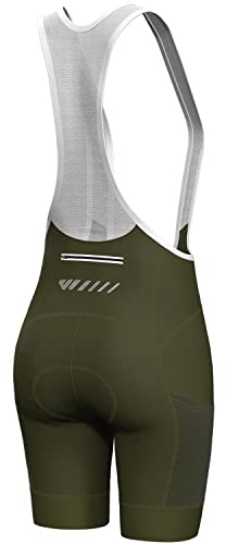 Lo.gas Fahrradhose Damen Gepolstert Mit TräGer Fahrrad TräGerhose Damen Bib Shorts Fahrradhose Schnell Trocknende StoßFeste Fahrradunterhose Mit 4d Polster Tasche Pitch Grün S