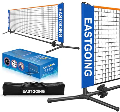 Eastgoing 10 ft Mini Portable Soccer Tennis Net | Mini Pickleball Net System with Carrying Bag for Driveway Backyard. Easy Assemble Beach Tennis Net | Tennis Practice for Indoor and Outdoor