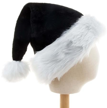 KFZR Santa Hat Christmas For Adults Xmas Hats New Year Festive Party Supplies Holiday Unisex Velvet Comfort (Plush black)