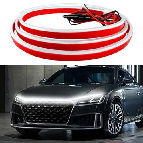 Car Hood Light Strip,Dynamic Car LED Strip Light,70 Inches Car LED Strip Light,Exterior Flexible Daytime Running Light Strip for Cars,Truck,SUV(White)
