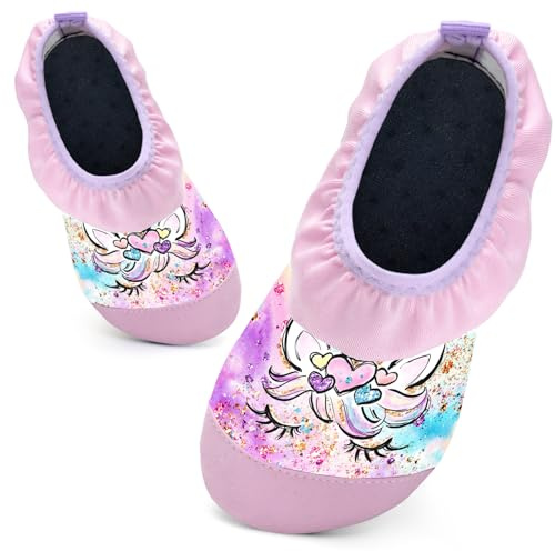 WateLves Kinder Badeschuhe Schwimmschuhe Wasserschuhe Mädchen Baby Strandschuhe Aquaschuhe Schnell Trocknend für Beach Pool(DJS Rosa16/17)