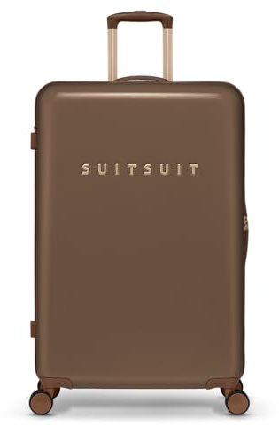 SUITSUIT Koffer Groß 76 cm - Hartschalen Reisekoffer mit Rollen - TSA-Schloss - 94 L - Fab Seventies Cocoa Brown