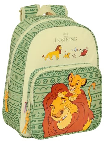 Safta MUFASA - Mochila Escolar Infantil, Ideal para Niños de Diferentes Edades, Cómoda y Versátil, Calidad y Resistencia, 27x10x33 cm, Color Verde/Beige