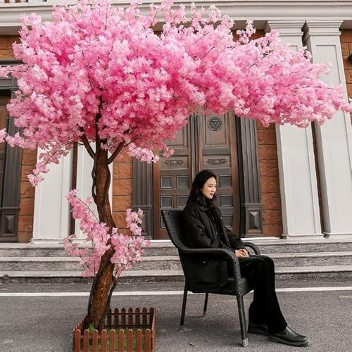 vhdurike Cerezo Artificial de Color Rosa Hecho a Mano, Cerezo Artificial, Hermosa Planta Falsa para decoración de Interiores y Exteriores, hogar, Oficina, Fiesta, Boda,180 * 150cm