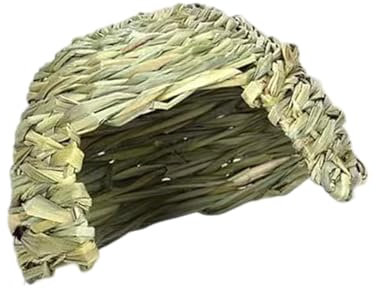 Limtula Kleines Haustier-Ruhehaus, Höhle, Grashaus für Cavia Procellus, handgefertigt, Strohhaus, Lebensraum, Höhle, Unterschlupf für Kaninchen