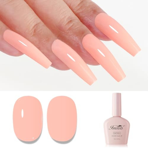 Imtiti Light Coral Orange UV LED Gel Nail Polish - High Gloss Soak Off for Spring Summer Manicure Salon DIY Design - 10ml