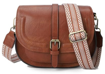 AFKOMST Woven Shoulder Bag for Women Vegan Leather Hobo Handbag | Crossbody Bag for Women Small Satchel and Shoulder Bag Vintage Saddle Handbags Vegan Leather