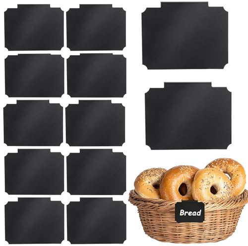 12 Pcs Labels for Storage Boxes,Plastic Basket,Clip On Blackboard Labels, Chalkboard Labels Holder for Bins Organization,Basket Pantry Organization Box