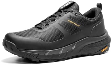 NORTIV 8 Men's Waterproof Hiking Shoes Lightweight Trekking Walking Fashion Sneakers with Arch Support for Camping Tennis Outdoor Training StreamRunner,Size 8,Black,NMUMHI2505
