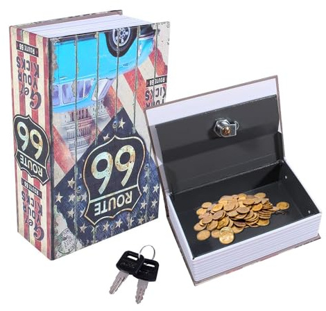 Lotvic Caja Fuerte para Libro con Cerradura de Combinación, 18 x 11,5 x 5,5 cm Caja de Seguridad en Forma de Libro, para Joyas, Efectivo, Dinero, Objetos Valiosos