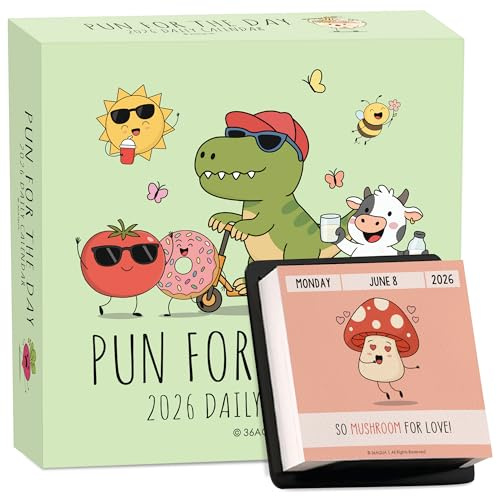 2026 Funny Pun Calendar – Daily Tear-Off Desk Calendar with 365 New Puns & Jokes - Humor Gift for Friends, Family, Coworkers - Punny Christmas Gift, Office & Home Decor