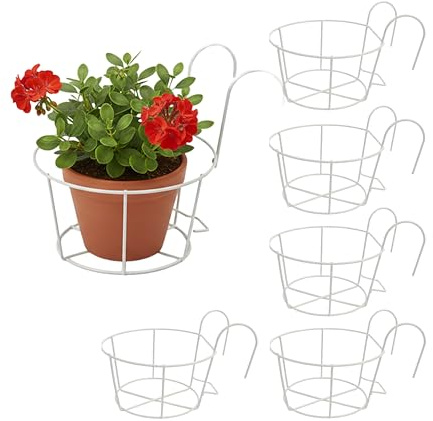 Relaxdays Vasi sospesi per Fiori, Set da 6, HLP: 21 x 20 x 26 cm, antiruggine, Balcone e terrazza