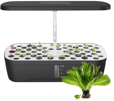 52 Pods Hydroponic Growing System Kit, with LCD Display, LED Grow Light, Silent Water Pump, 4 Light, 3 Modes, Auto Timer, Ideal for Year-Round Indoor Growing