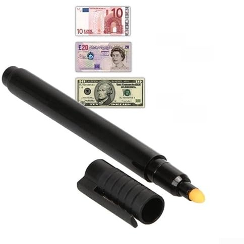 Stylo détecteur de faux billets de banque pour la vérification des devises – pour détecter les faux billets avec technologie d'encre sécurisée, compatible avec GBP USD EUR No