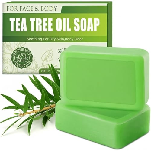 Tea Tree Oil Soap Bar – Tea Tree Cleansing Bar, Face and Body Wash, Soap for Oily Skin - Deep Body Acne Cleanser & Natural Face Wash for Men, Women & Daily Hygiene Fresh Care 100g
