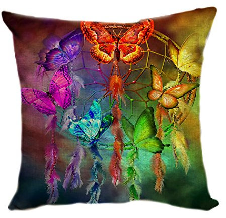 Violetpos Kissenhülle Deko Sofa Zierkissenbezug Auto Zierkissenbezüge Kissenbezüge Kopfkissen Kissen Bunte Fang AFFE Und Feder Schmetterling 50 x 50 cm