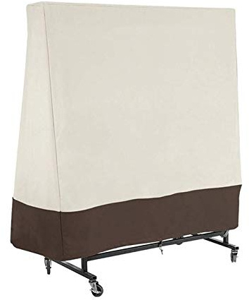 APJJ Table Tennis Cover Waterproof Outdoor, Windproof, Anti-UV, Heavy Duty Rip Proof Oxford Fabric Ping Pong Table Cover, Indoor/Outdoor,Beige