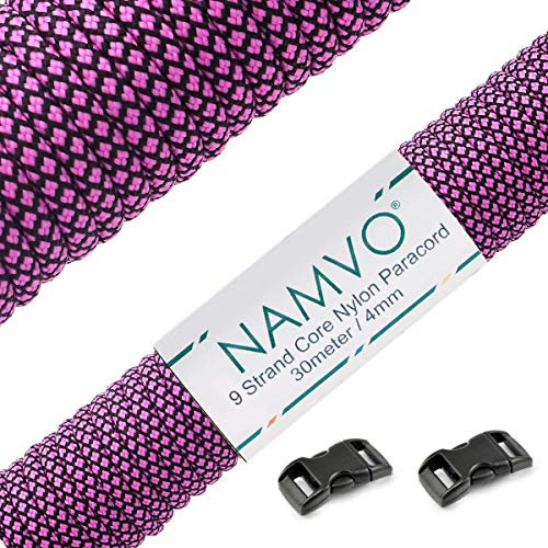Namvo 550 Paracord Mil Spec Type III 9 Inner Strands Nylon Parachute Cord Strong Breaking Strength 100 Feet Purple