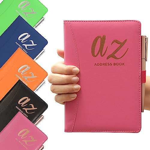 Rosa a till z telefonadressbok A-Z index hårt bakstycke plus penna A5 adressbok hemmakontor arbete (ny stil rosa)