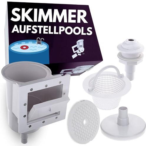 Amapool Einbauskimmer Set für Aufstellpools – Komplettset mit Einlaufdüse, Pool Skimmer, Universal Ersatzteil