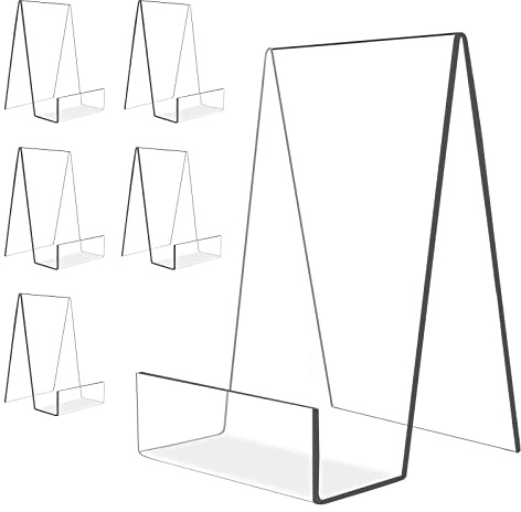 6'' x 4'' Acrylic Book Display Stand Clear Easel with Ledge Tablet Holder for Displaying Books, Pictures, Notebooks, CDs, Artworks, etc (Large) (6)