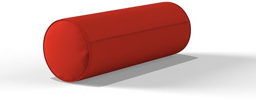 ARLINENS Round Cervical Roll Bolster Pillow with Removable & Washable Cotton Cover Pillow Filled with Hollow Fiber Neck & Back Cushions-Great for Yoga & Massage (Large 20 x 60cm, Red)