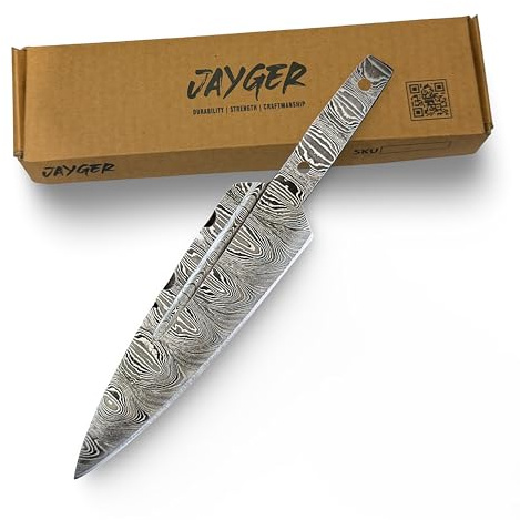 Jayger Handmade Damascus Steel Sgian Dubh Blank Blade – Heat Treated & Sharp – Authentic Scottish Craftsmanship – DIY Knife Making Supply – Forged Highland Blade for Custom Handle (B6)