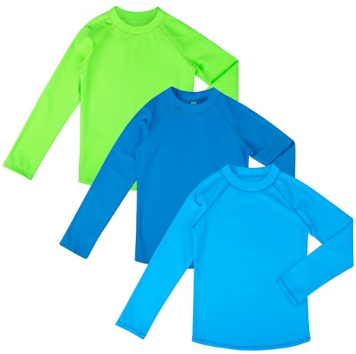 BIG ELEPHANT Maillot de Bain Enfant Manches Longues UPF 50+, Lot de 3
