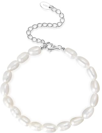 Candyfancy Perlenarmband Damen echte Perlen Süßwasserperlen, Perlen Armband für Frauen Mädchen Süßwasser-Zuchtperlen