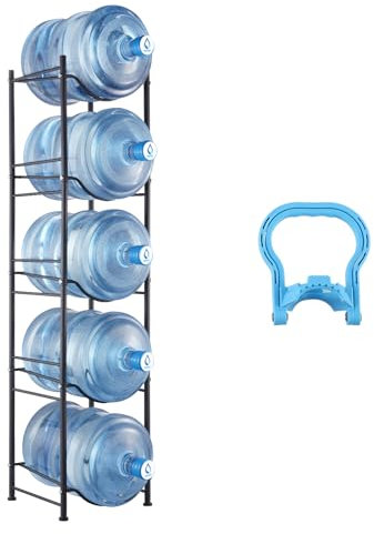 VEVOR Portabottiglie in Ferro a 5 Livelli per Acqua in Bottiglia per 5 Bottiglie, 18,9 L, per 5 Bottiglie, Resistente per Cucina Ufficio Soggiorno Nero