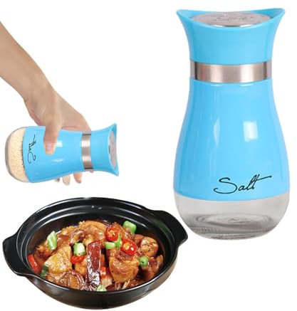 Spargisale e pepe – Spargisale ricaricabile, saliera e pepe da contadino | Dispenser di spezie con fori di versamento, set di macinaspezie per pepe nero e sale marino, (4,72 x 2,2 pollici)