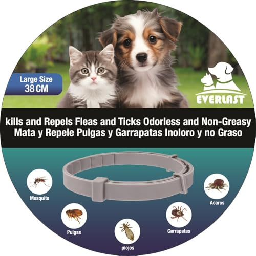 Tempotech Original ® Collare Antiparasaitario - Cane e Gatti - 8 Mesi di Protezione - contro Pulci, Zecche, Zanzare, Acari e Pidocchi - Piccoli Animali (38cm 2 Unità)